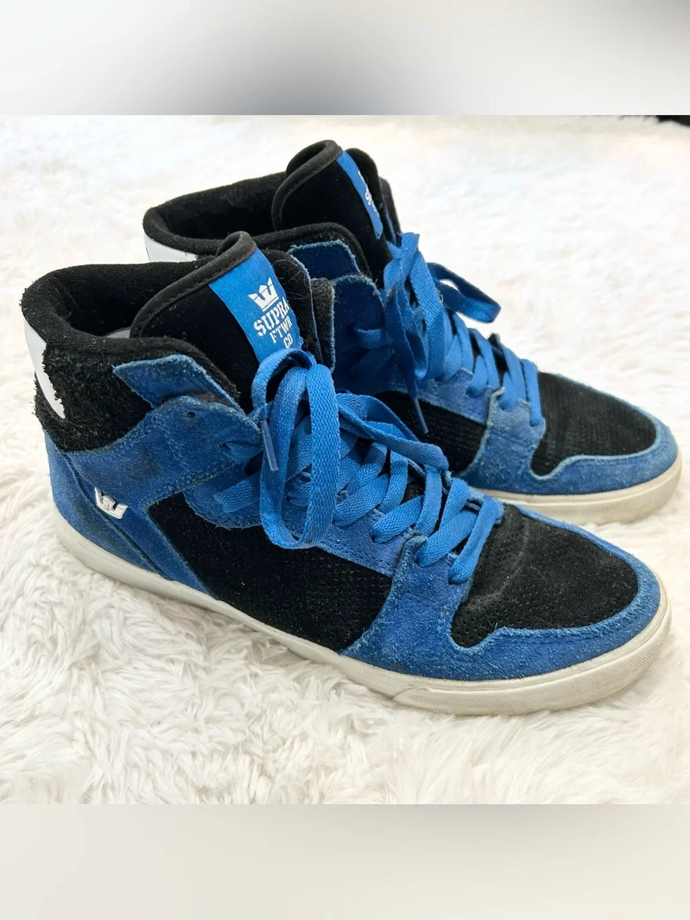 Supra Vaider High Top Skate Shoes Sneakers Men's Size 11 US / 45 EU Blue Black
